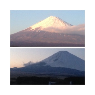 バスの中から富士山